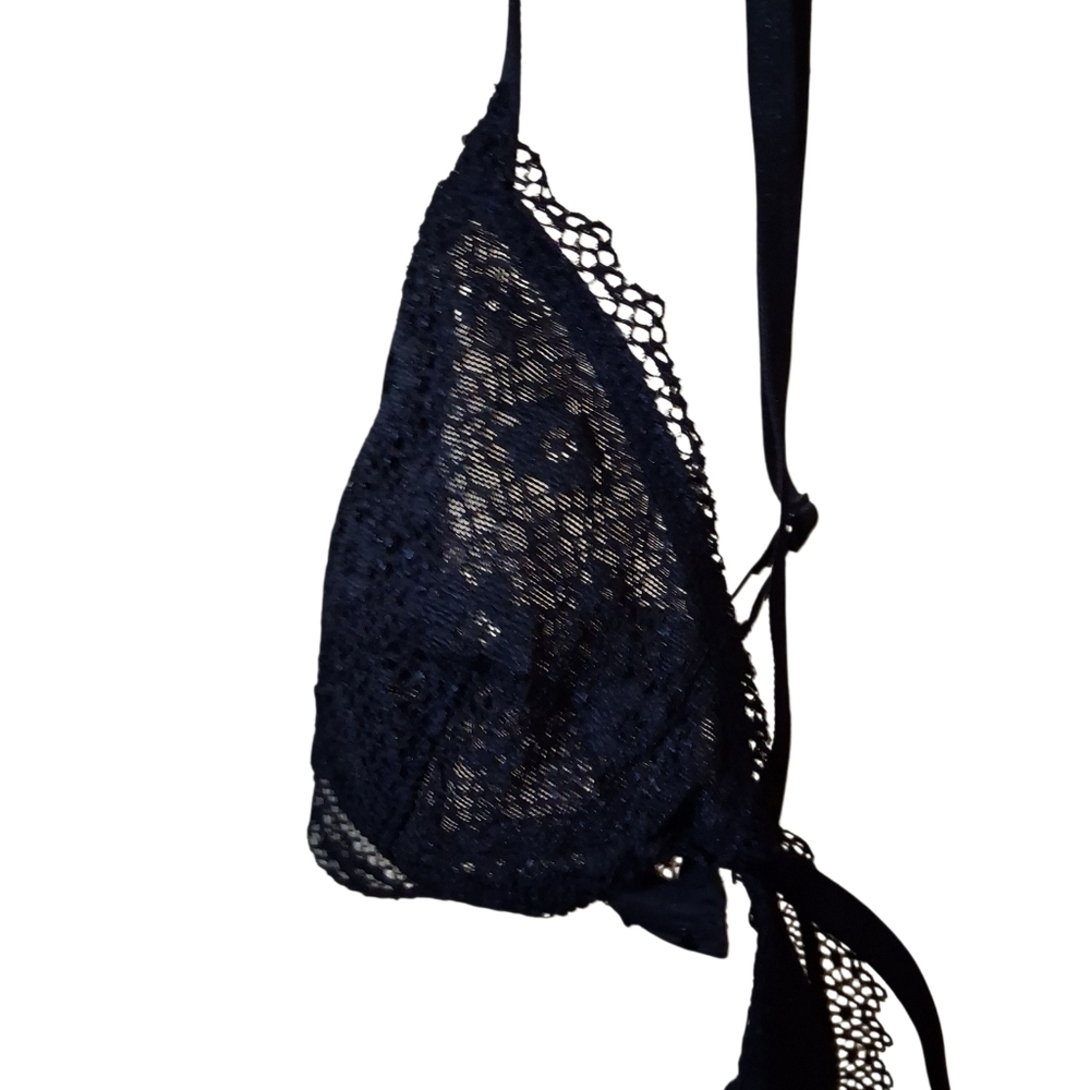 EUC Victoria's Secret Black Sz. S Unlined No Underwire Mesh/Lace Bra - Picture 7 of 7